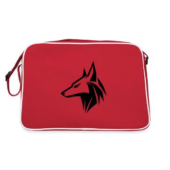 Noble Wolf Head Portrait Tattoo Style - Retro Bag - red/white - Back