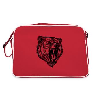 Tête d’ours maléfique sauvage avec des dents pointues - Sac Retro - rouge/blanc - Dos