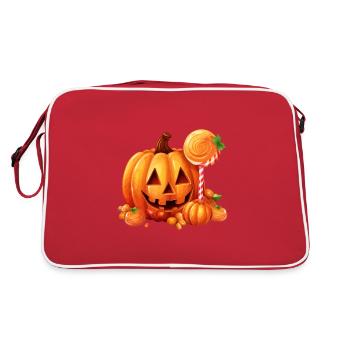Citrouille d’Halloween mignonne avec des bonbons - Sac Retro - rouge/blanc - Dos