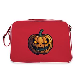 Yeux brillants Grimace de citrouille sauvage d’Halloween - Sac Retro - rouge/blanc - Dos
