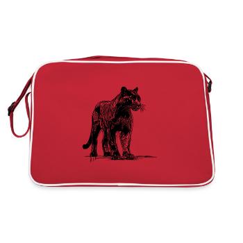 Élégant animal de la jungle grand chat gros chat gros chat - Sac Retro - rouge/blanc - Dos