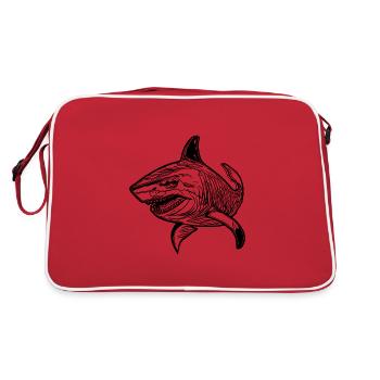 Large vintage oceanic shark with sharp teeth - Retro Bag - red/white - Back