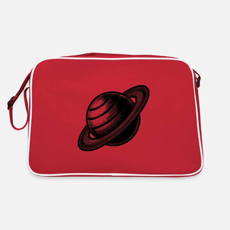 Planète aux anneaux Saturne avec système d’anneaux dans le système solaire Sac Retro