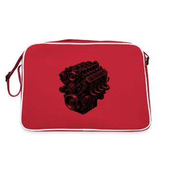 Motorblock Zylinder Fan Hubraum Motor - Retro Tasche - Rot/Weiß - Hinten