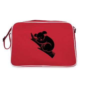Schlafender Koala auf einem Ast - Retro Tasche - Rot/Weiß - Hinten