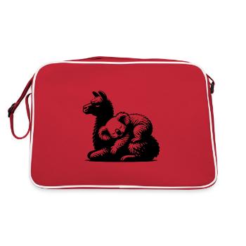 Cute koala on a sleeping llama - Retro Bag - red/white - Back
