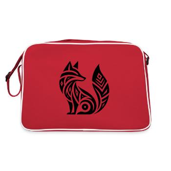 Renard intelligent dans le style de tatouage tribal - Sac Retro - rouge/blanc - Dos