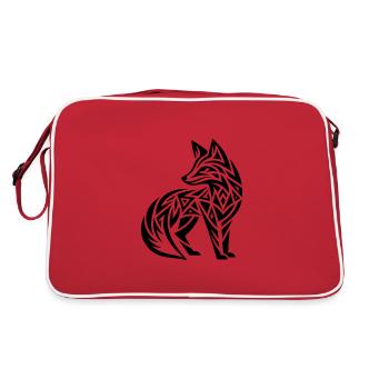 Renard mignon dans le style de tatouage tribal - Sac Retro - rouge/blanc - Dos