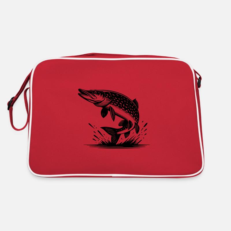Big Leaping Pike Fish Retro Bag