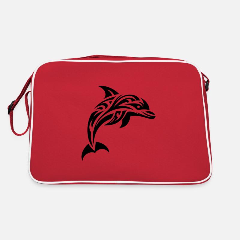Springender süßer Tattoo Delfin Retro Tasche