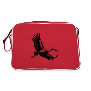 Fliegender Storch im eleganten Segelflug - Retro Tasche - Rot/Weiß - Hinten
