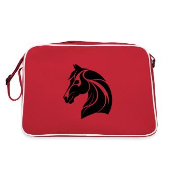Eleganter Pferdekopf - Retro Tasche - Rot/Weiß - Hinten