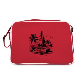 Catamaran double coque voilier avec palmiers - Sac Retro - rouge/blanc - Dos
