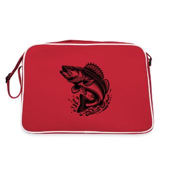 Large Jumping Zander Fish - Retro Bag - red/white - Back