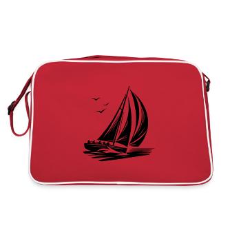 Fast regatta sailboat in swell - Retro Bag - red/white - Back