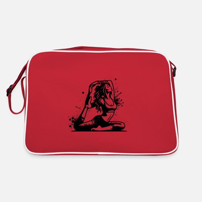 Yoga student in deep concentration exercise Retro Bag
