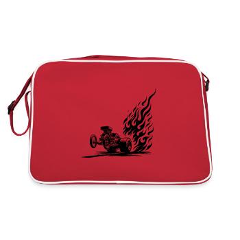 Voiture dragster à grande vitesse avec des flammes impressionnantes - Sac Retro - rouge/blanc - Dos