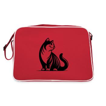 Cuddly purring house cat with cute look - Retro Bag - red/white - Back