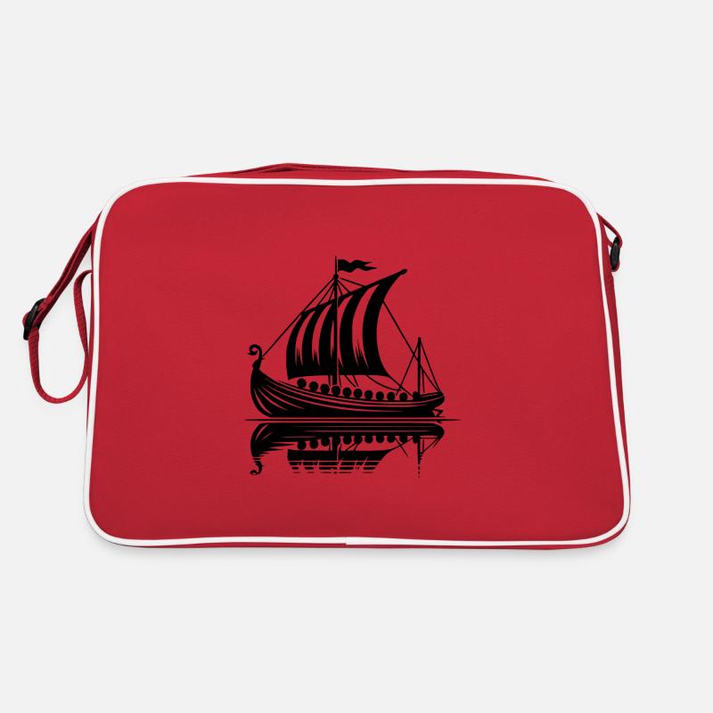Starkes Wikinger Drachenboot mit Segel Retro Tasche
