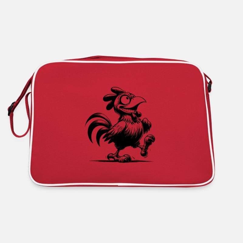 Dessin de coq drôle souriant Sac Retro