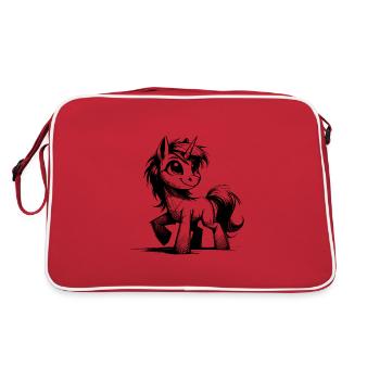 Magical Unicorn Magic Pencil Sketch - Retro Bag - red/white - Back