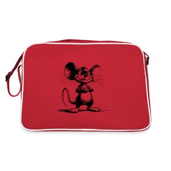 souris souriante avec de grands yeux et de grandes oreilles - Sac Retro - rouge/blanc - Dos