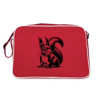 Baby Kids Squirrel Pencil Drawing - Retro Bag - red/white - Back