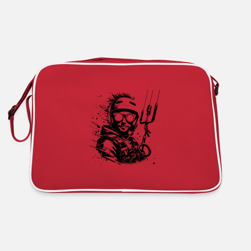 Relaxed kite surfer man wind surfing in the sky Retro Bag