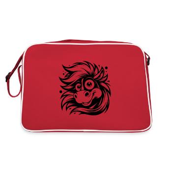 Drôle de cheval avec de grands yeux - Sac Retro - rouge/blanc - Dos