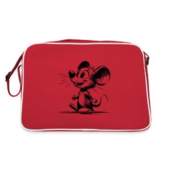 Cute Little Pencil Style Kids Mouse Sketch - Retro Bag - red/white - Back