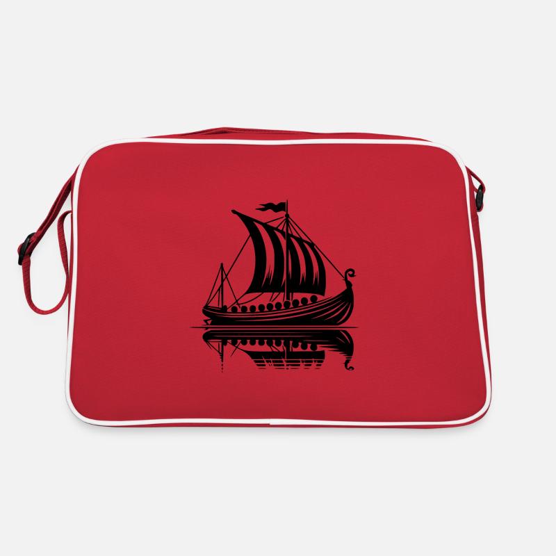 Großes Wikinger Drachenboot mit Segel Retro Tasche