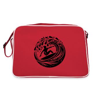 Surfeur professionnel surfant dans un tunnel à vagues - Sac Retro - rouge/blanc - Dos