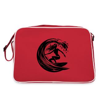 Surfeur élégant avec planche de surf dans un tunnel de vagues - Sac Retro - rouge/blanc - Dos