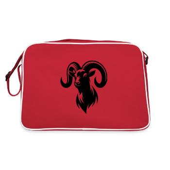 billy goat with huge horns - Retro Bag - red/white - Back