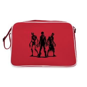 Schaurig Gruselige Halloween Zombie Gruppe - Retro Tasche - Rot/Weiß - Hinten