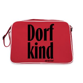 Dorfkind und stolz drauf! - Retro Tasche - Rot/Weiß - Hinten