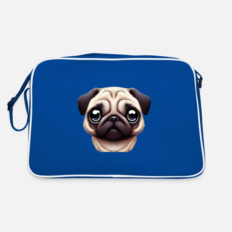 Einzigartiges Mopsporträt Retro Tasche