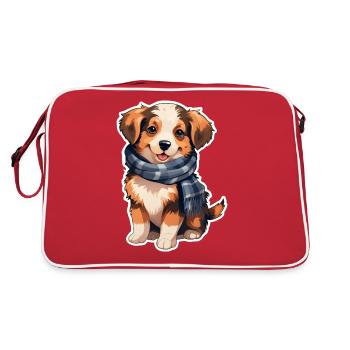 Dog in winter - Retro Bag - red/white - Back