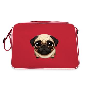 Mops-Liebe-Design - Retro Tasche - Rot/Weiß - Hinten