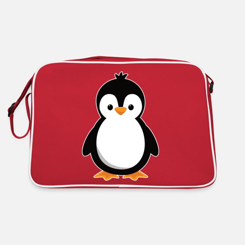 süßer Pinguin - Retro Tasche - Rot/Weiß