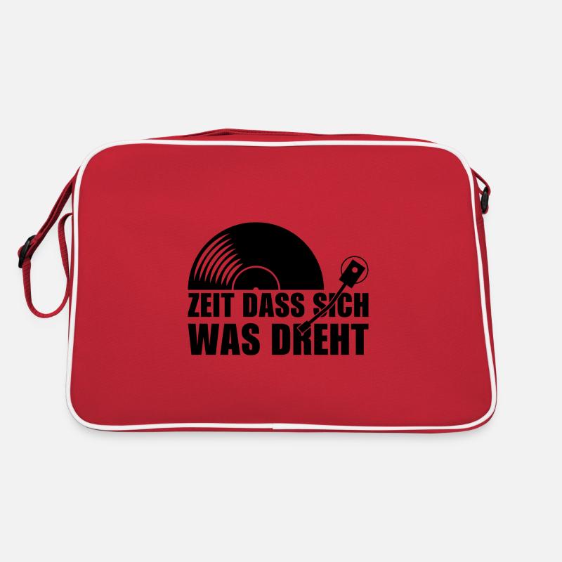 Dreht DJ Spruch Geschenk Techno Rave - Retro Tasche - Rot/Weiß