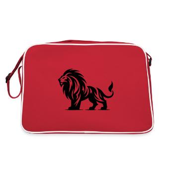Tribal lion with big mane - Retro Bag - red/white - Back