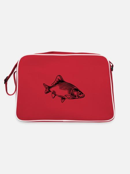 Vintage carp - fierce carp fish - Retro Bag - red/white - Back