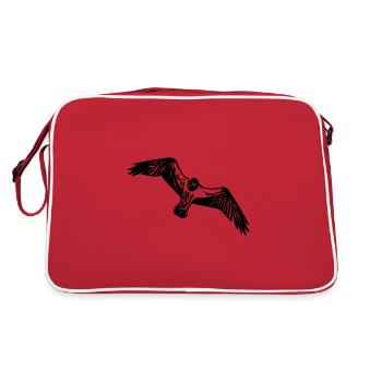 Vintage Seemöve im Flug - Retro Tasche - Rot/Weiß - Hinten