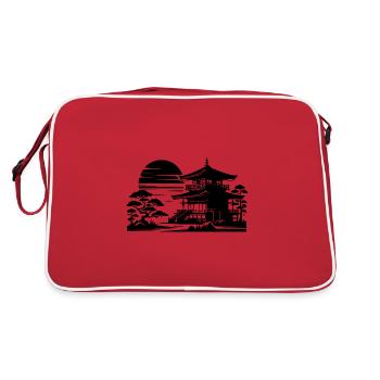 Sunset Temple Asian Landscape - Retro Bag - red/white - Back
