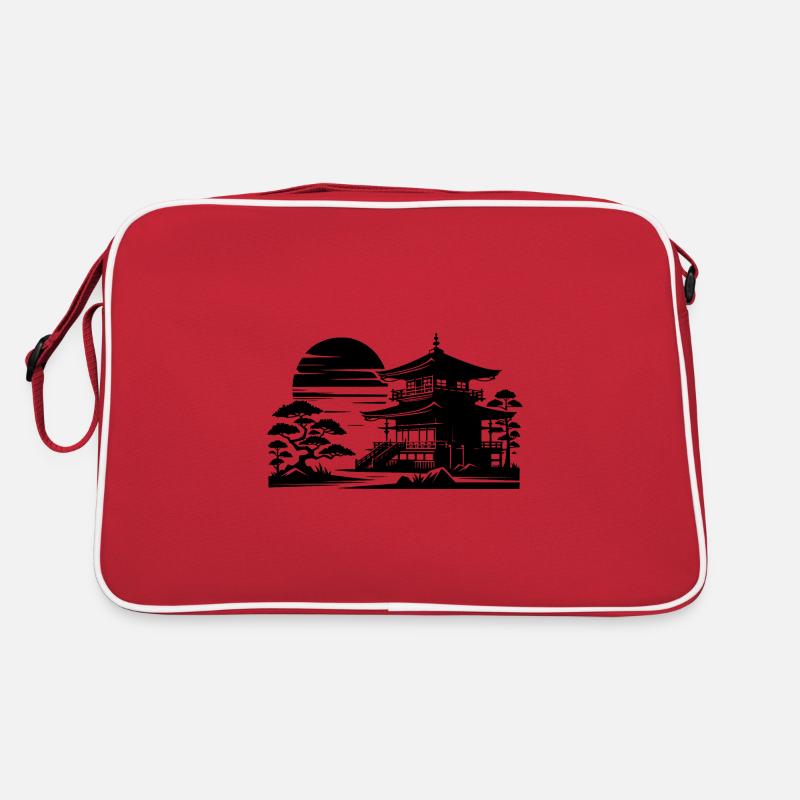 Sunset Temple Asian Landscape Retro Bag