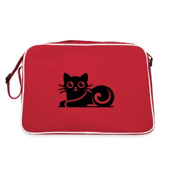 Abstract Cat Drawing - Retro Bag - red/white - Back