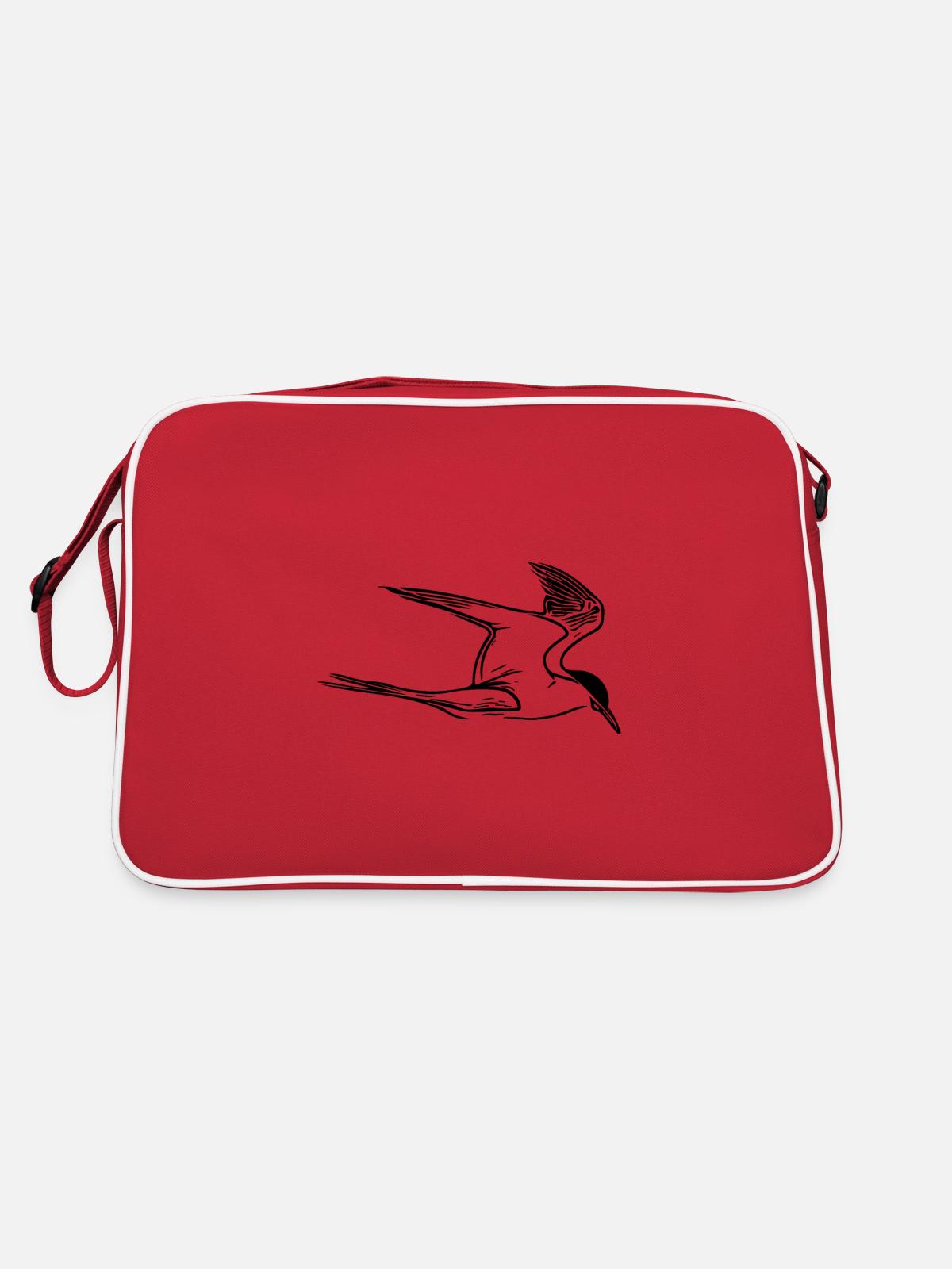 Elegant seagulls in flight - Retro Bag - red/white - Back