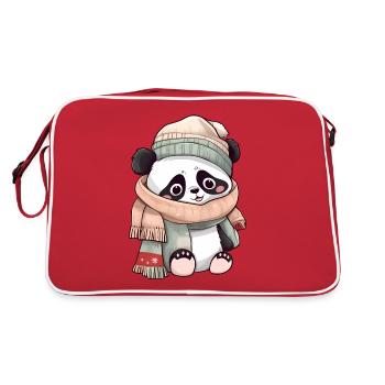 Cute panda in festive winter look! - Retro Bag - red/white - Back