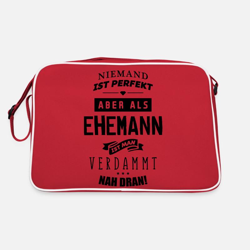 niemand ist perfekt ehemann - Retro Tasche - Rot/Weiß